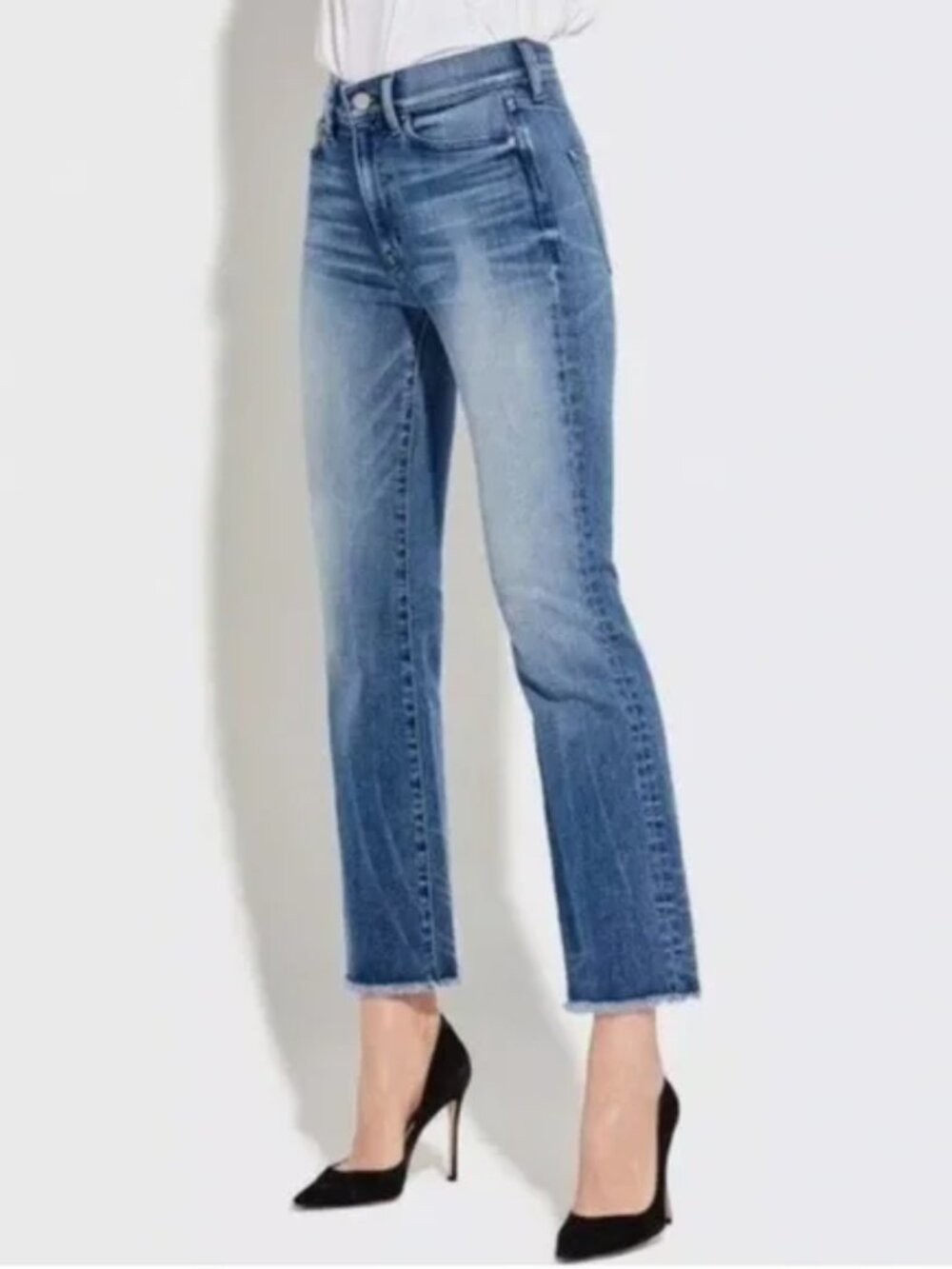 AYR The Bomb Pop Jeans Women's Size 29 Straight Leg Raw Hem Stretch Denim